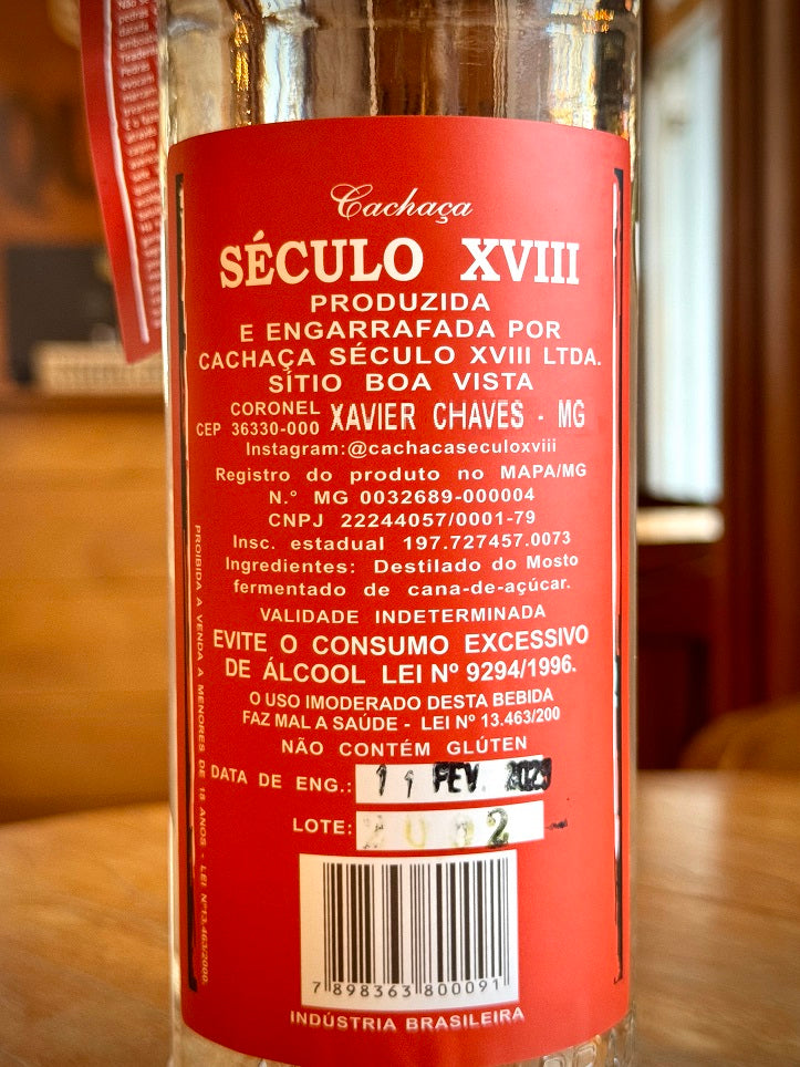 Cachaça Século XVIII Prata - Safra Especial 2002