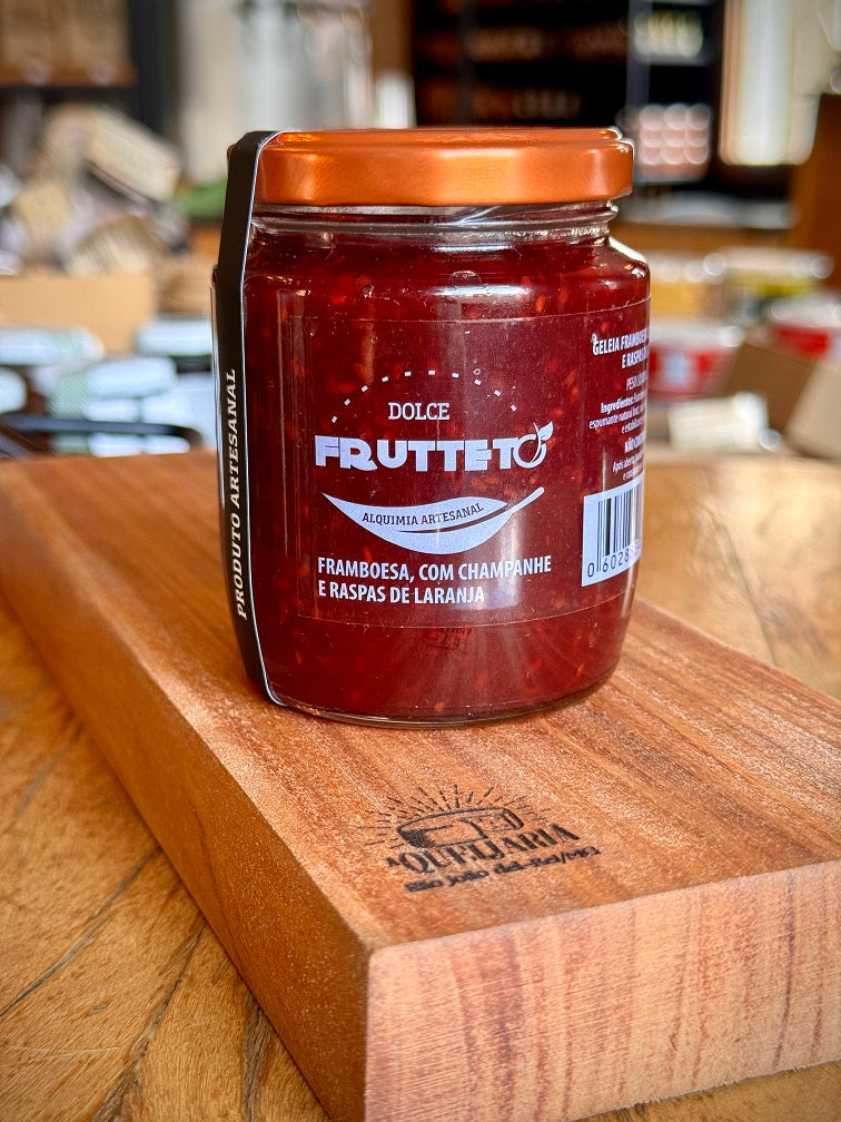 Geleia Artesanal de Framboesa com Champanhe e Raspas de Laranja - Dolce Frutteto